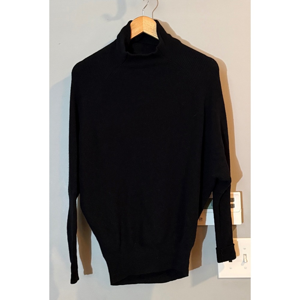 AllSaints Ridley Sweater Women XS Black Wool Cashmere Funnel Neck Ribbed Jumper